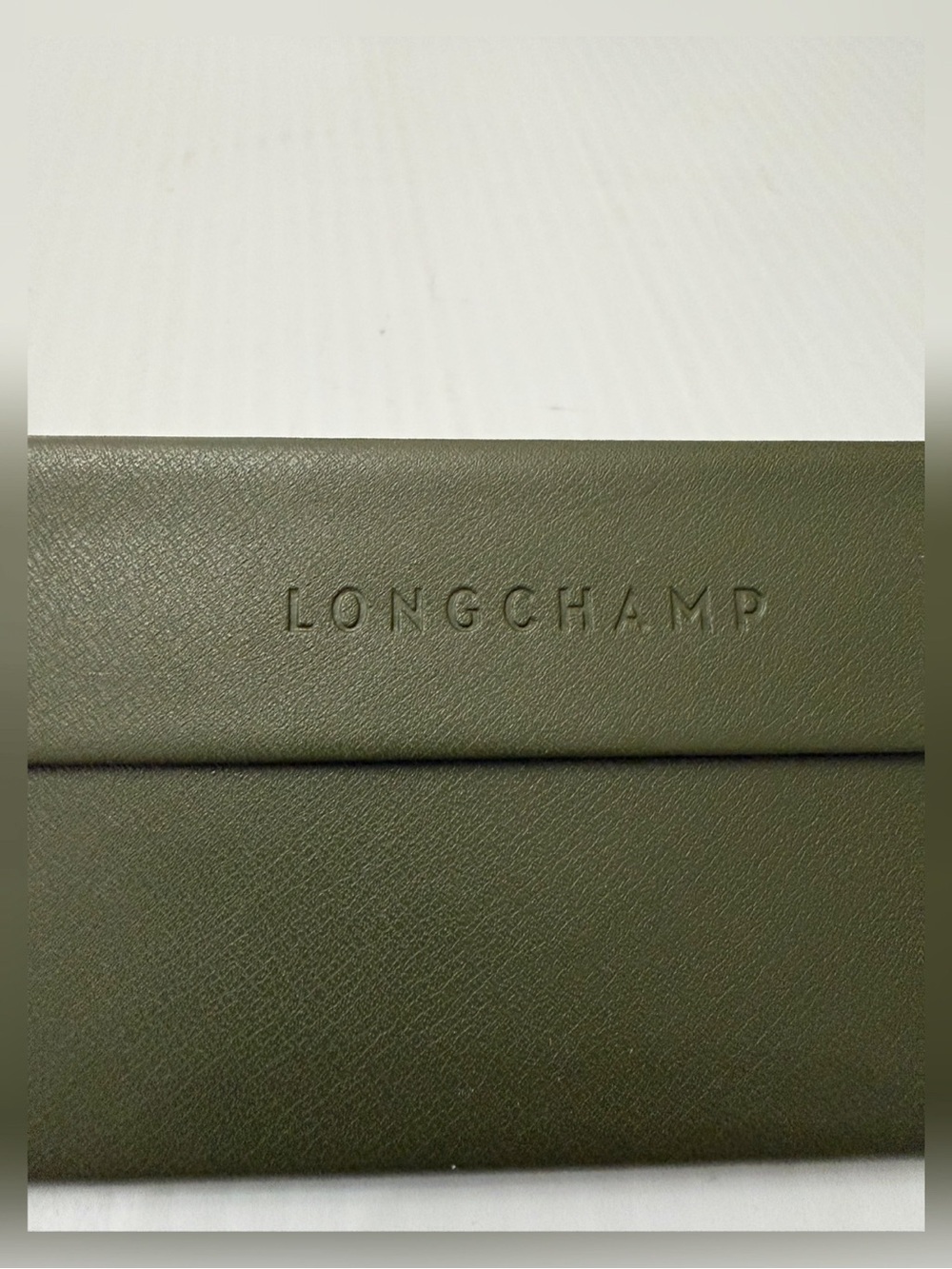 Longchamp Sunglass Eyeglass Case Olive Green Triangle Shape Lime Interior - Picture 2 of 10